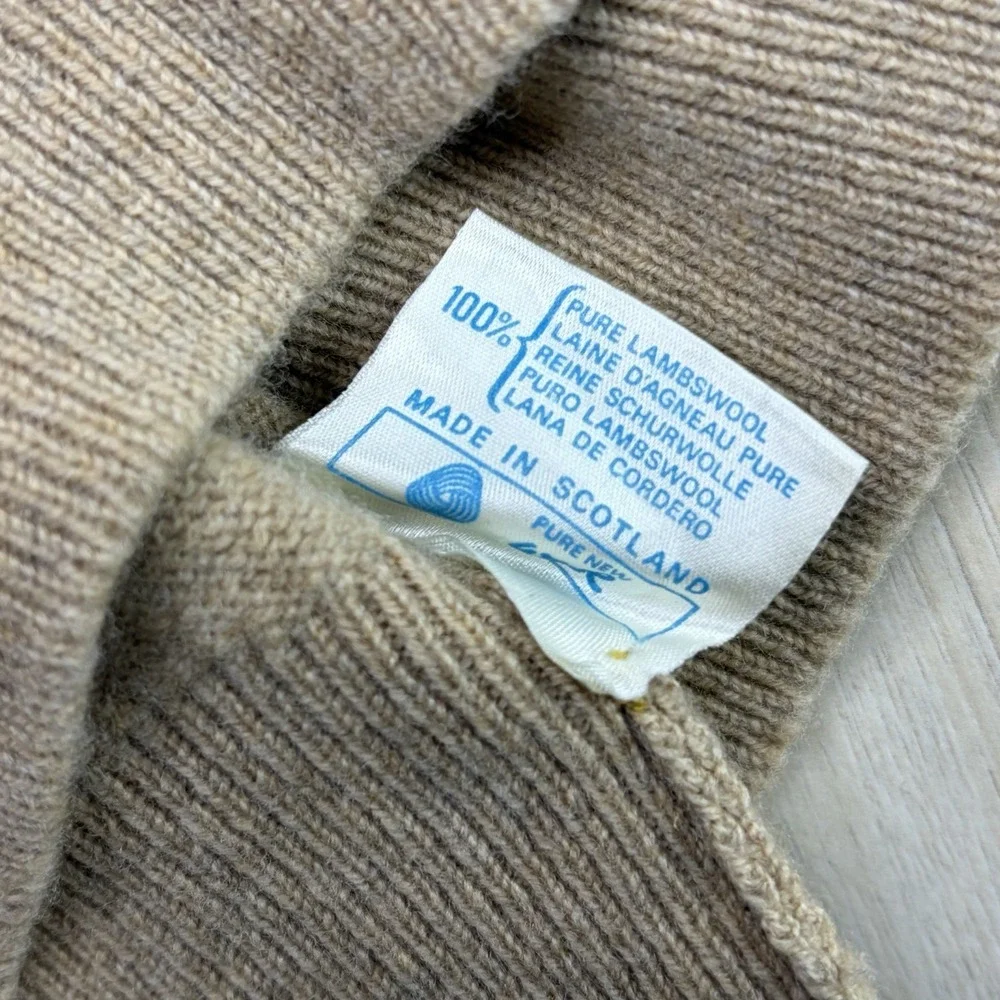 Pringle of Scotland Lambswool Knit Sweatshirt Mens Medium Made In Scotland Beige